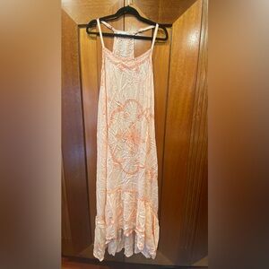 Elegant Embroidered Cream and Orange maxi dress